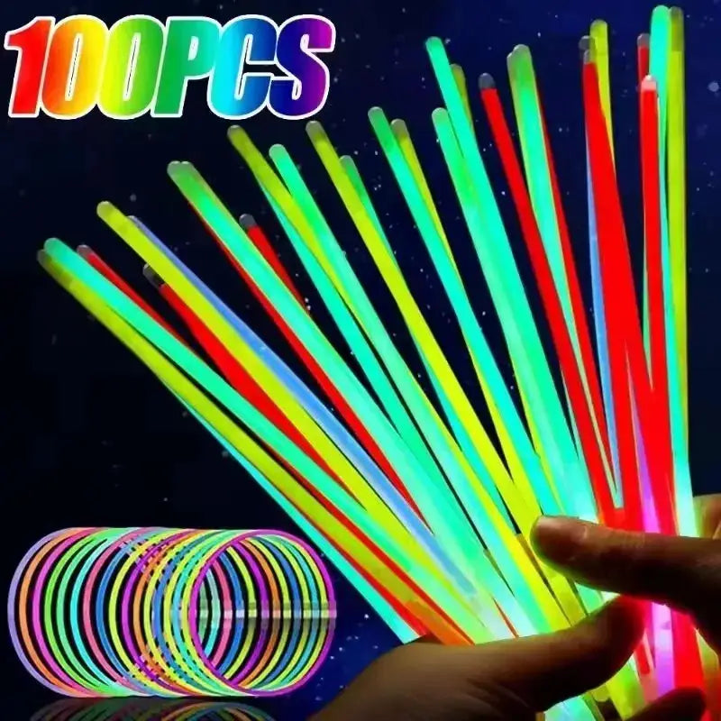 50/100Pcs Fluorescence Sticks Party Multicolor Glowing Stick Bright Colorful Light Bright Bendable Glow Bracelet Party Supplies - ToylandEU