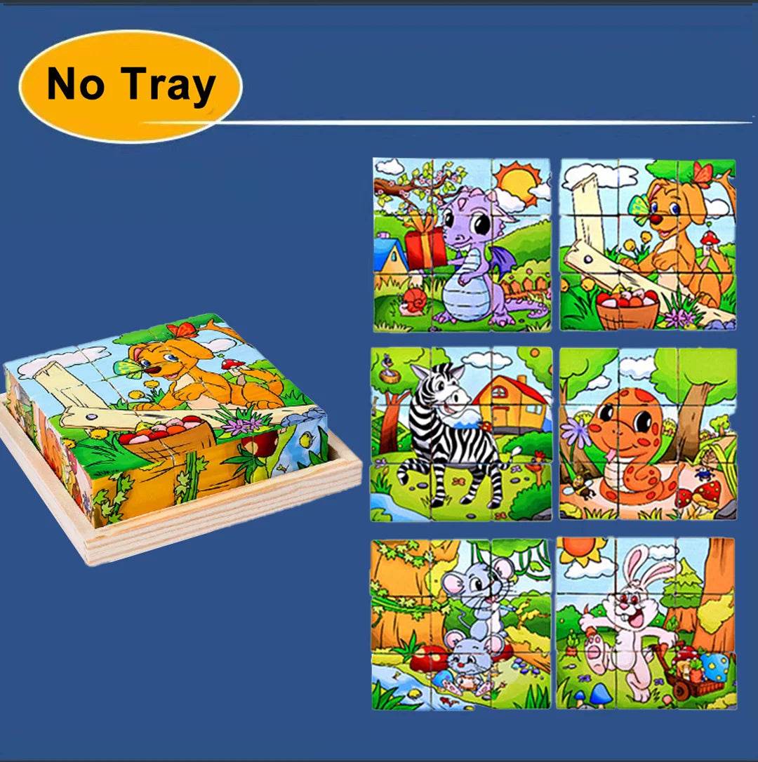 3D Cube Wooden Puzzle Children's Nine Pieces Six-Sided Block Montessori Educational Toy - ToylandEU