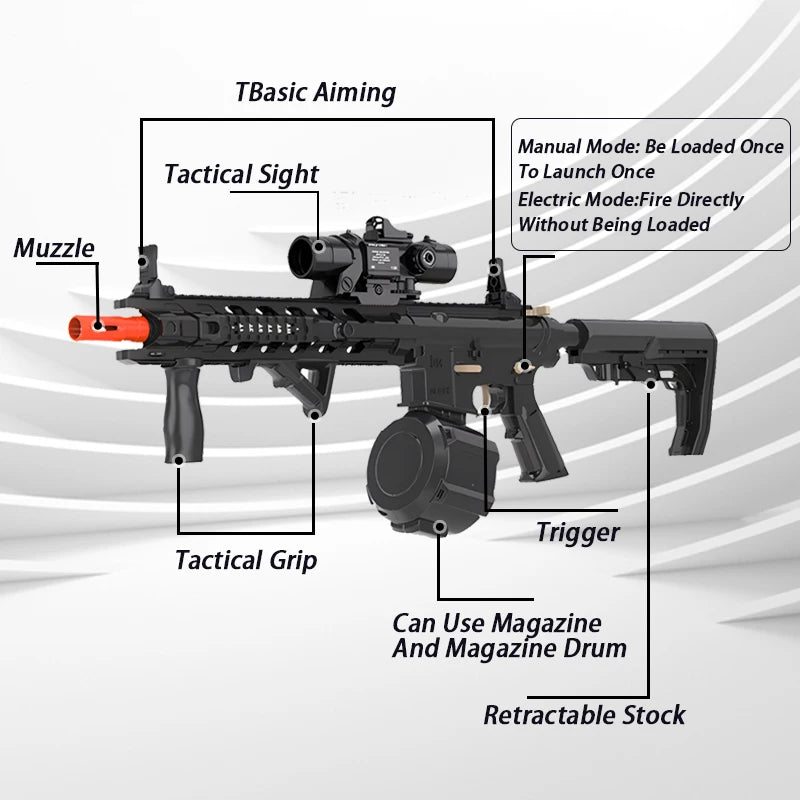 Gel Ball Gun | 7.4V High Speed Upgrade | Manual Automatic Dual Mode