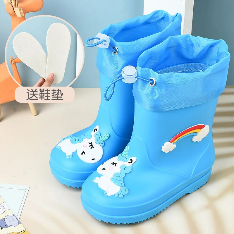 Kids Rain Boots | Waterproof Non Slip | Cartoon Print | Toddler Youth
