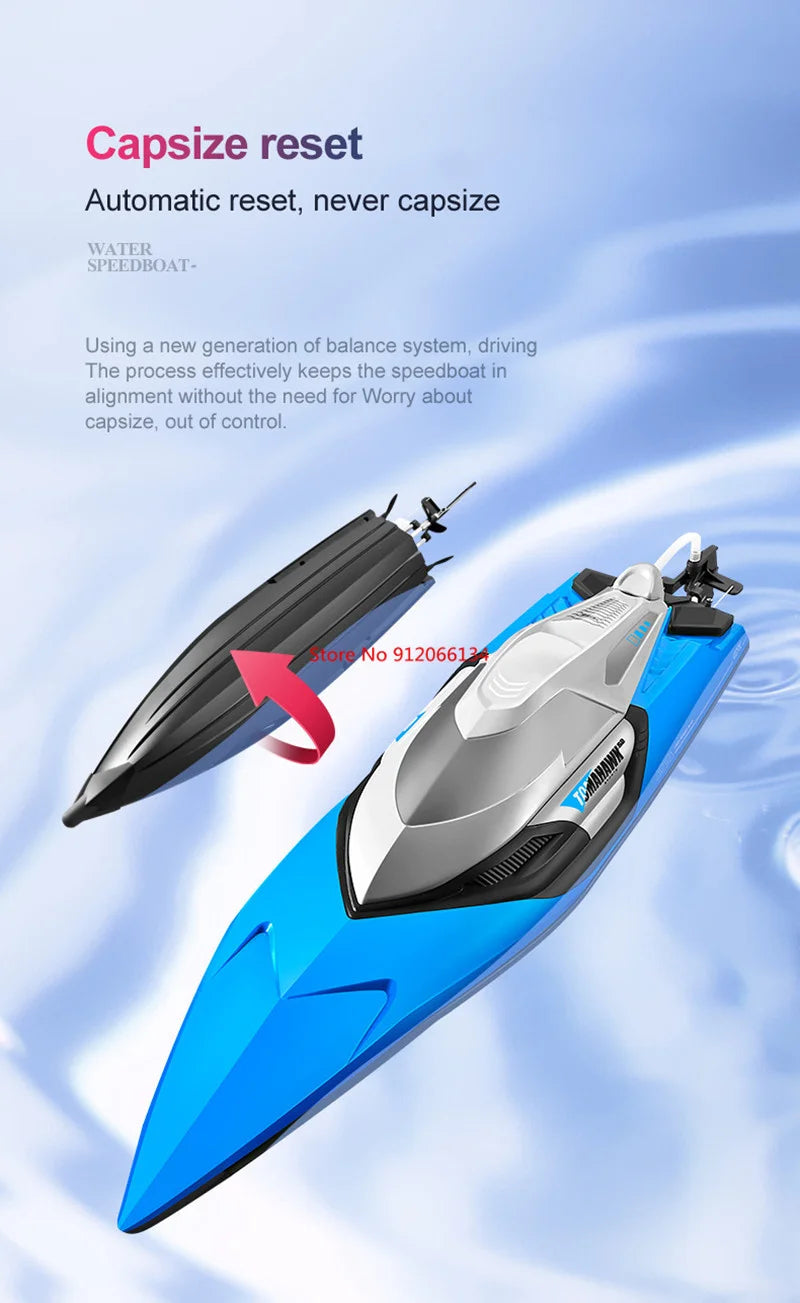 RC High-Speed 70KM/H RC Racing Boat - Double-Layer Waterproof Remote Control Yacht with Capsize Reset & Water Cooling System, 50CM Oversized Design