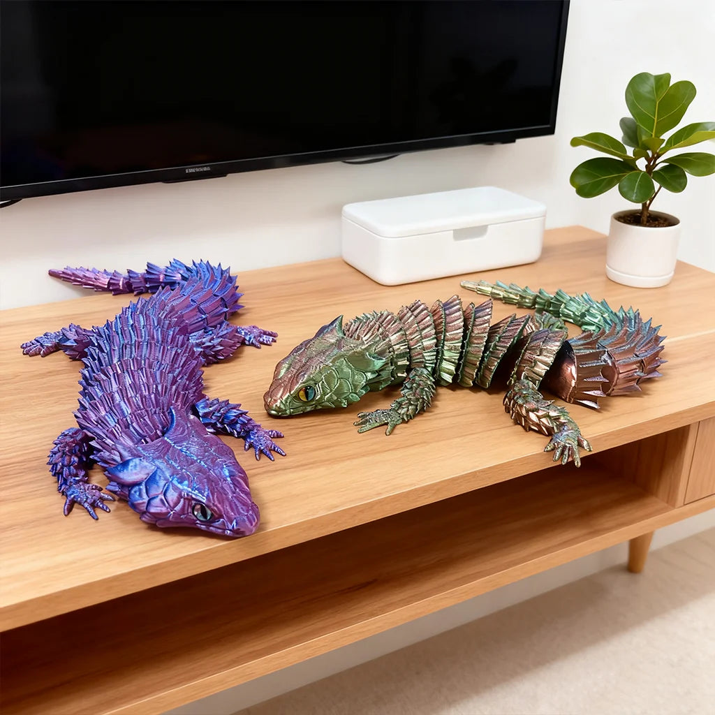 Vibrant 3D Printed Lizard Statue For Colorful Home Decor Gift