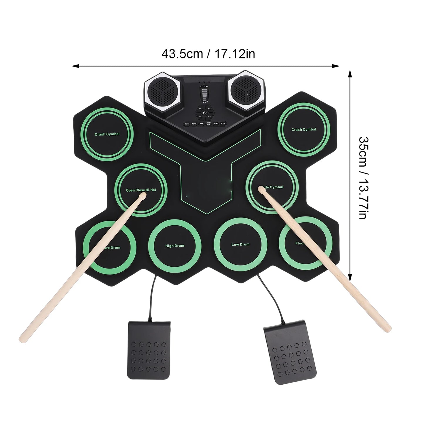 Roll Up Bluetooth Portable Electronic Drum Set With Led Lights