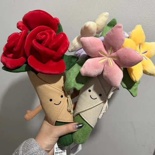 Plush Rose Bouquet Toy Soft Huggable Desk Decor Gift - ToylandEU