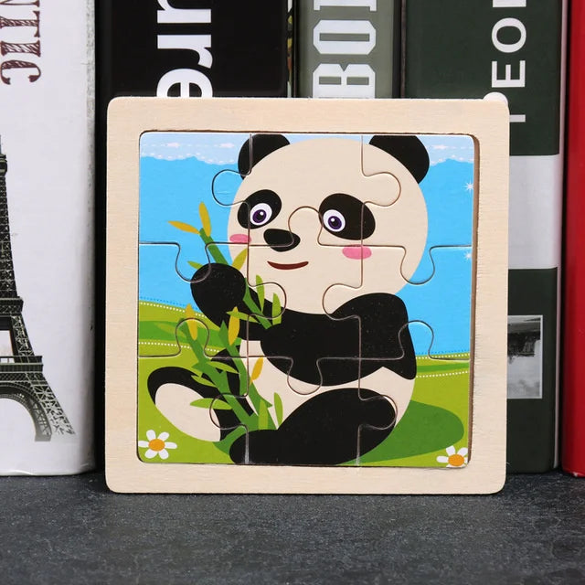 3D Wooden Puzzle | 11x11cm | Animal and Vehicle Cartoon Theme | Unisex