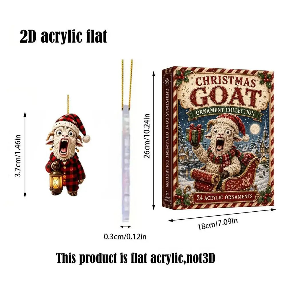 Advent Calendar | 2026 Goat Ornaments | 24 Day 2D Acrylic Countdown | Collectible Christmas Gift