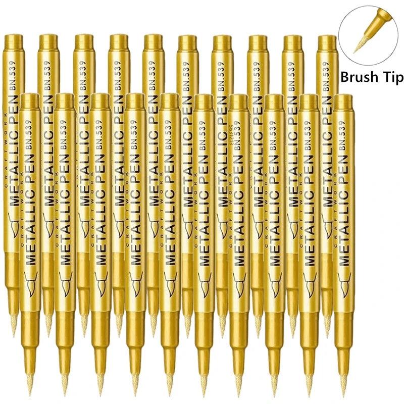 Metallic Paint Pens | Brush Tip Nib | Non Erasable Ink | 1 To 50 Pack