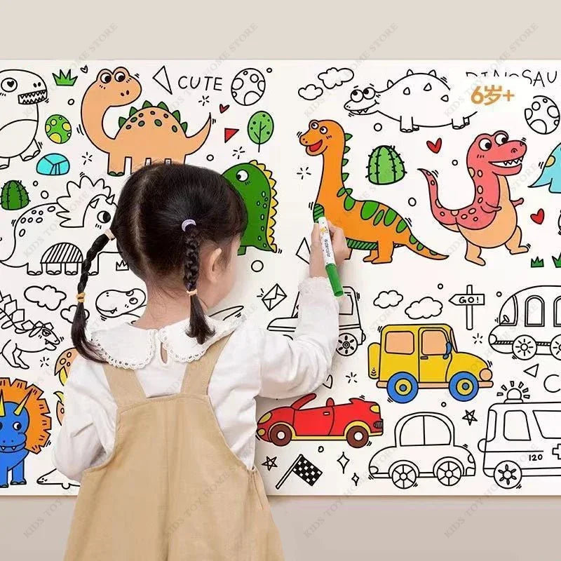 Kids Drawing Roll DIY Sticky Graffiti Scrolls Color Filling Coloring