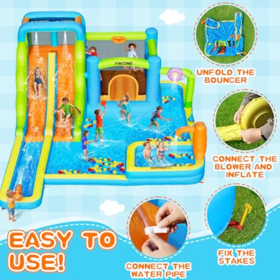 Inflatable Water Bouncy Castle With Double Slide For Outdoor Fun