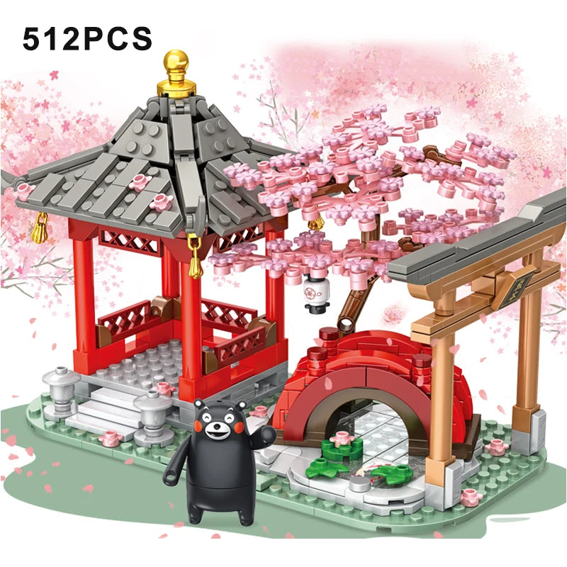 Kumamon Bear City Street View Sakura Flowers House Building Blocks with Lights AliExpress Toyland EU