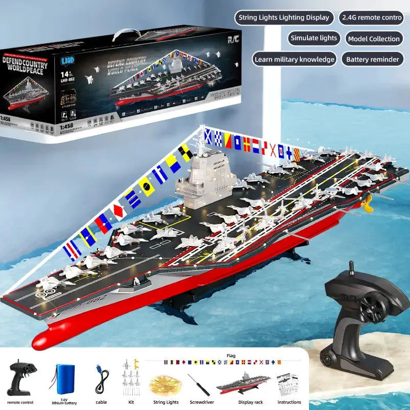Remote control ship model ultra large 70CM simulation aircraft carrier remote control large military ship (dual control mode) - ToylandEU