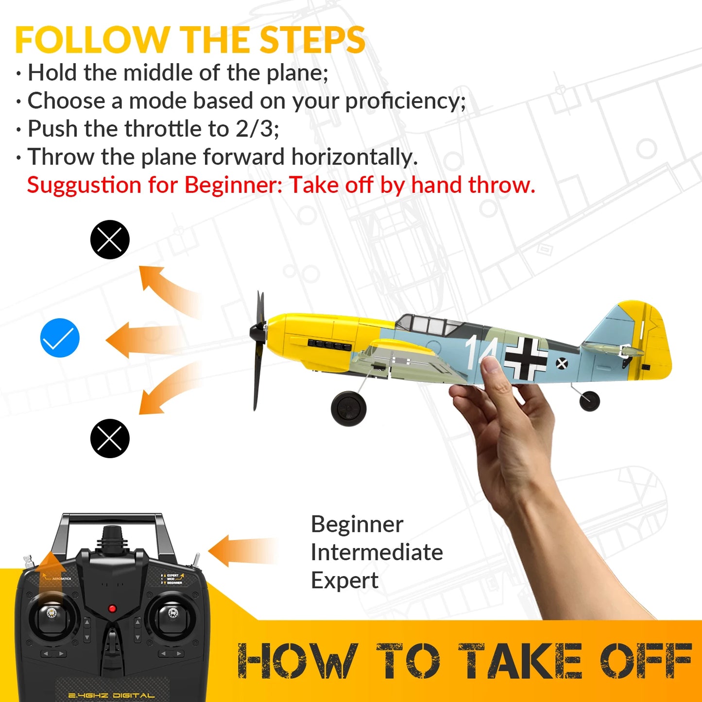 EPP Foam RC Fighter Plane | 4 Channel 2.4Ghz | Auto Return RTF