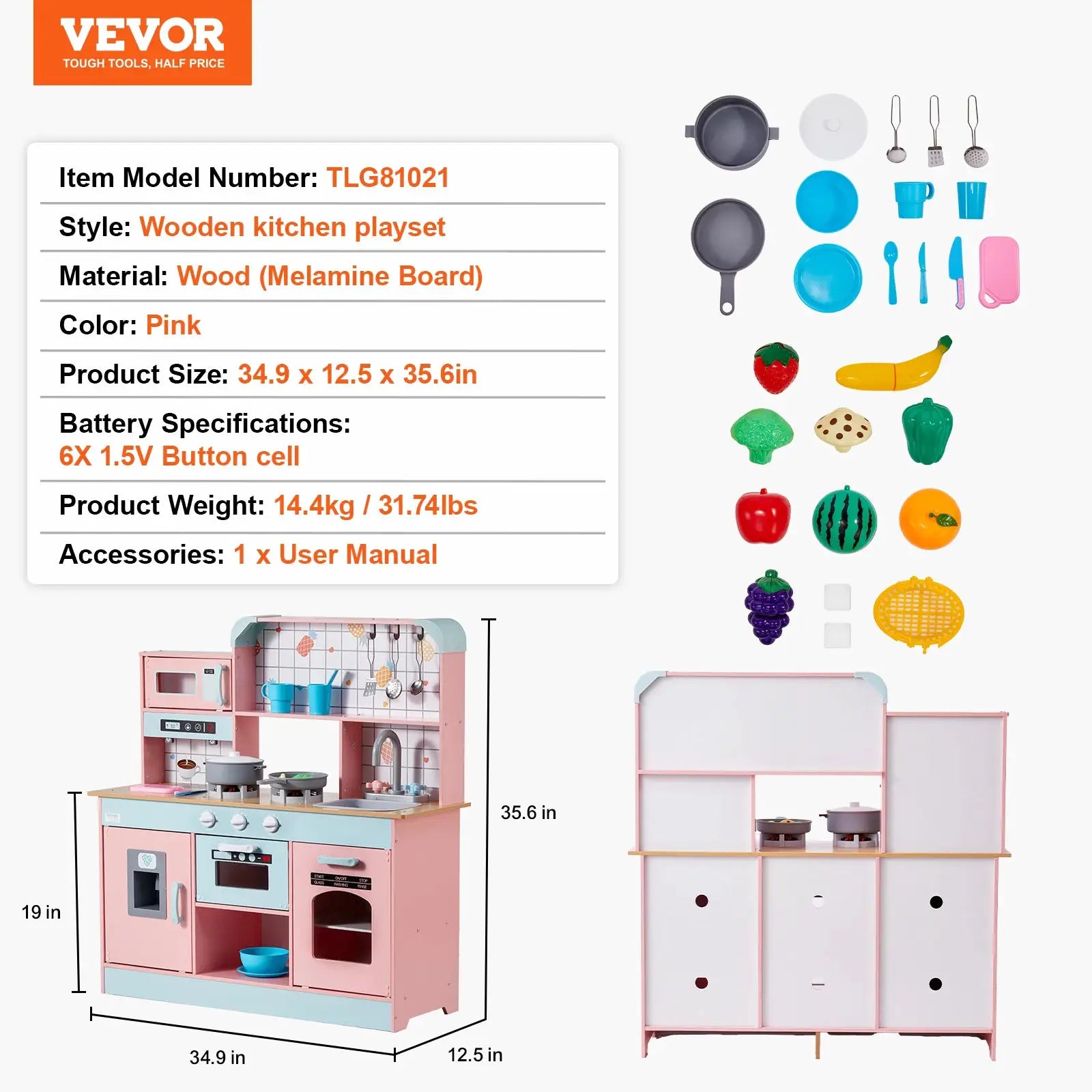 SucceBuy Pretend Play Cooking Toy for Kids Chef Playset Kitchen Accessories with Lights & Sounds for Toddles Girls Boys - ToylandEU