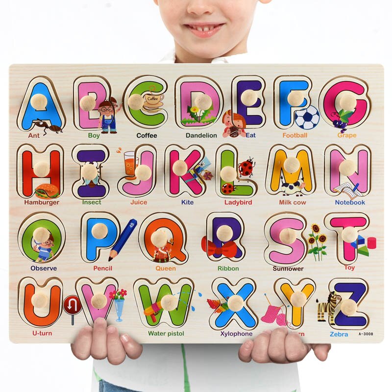 Colorful Wooden Alphabet and Number 3D Puzzle Toy for Kids