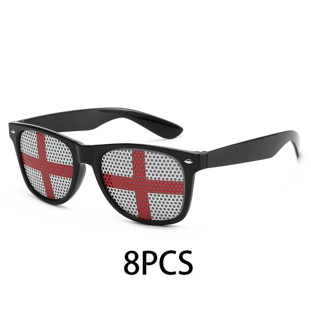 8PCS HD Vision Flag Sunglasses Football Match Fans Sun Glasses Comfortable Anti-slip Legs Sports Party Eyewear - ToylandEU