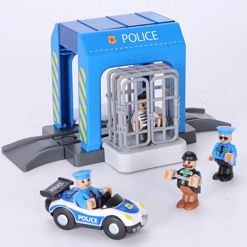 Urban Scene Plastic Police Station and Car Wash Toy Set