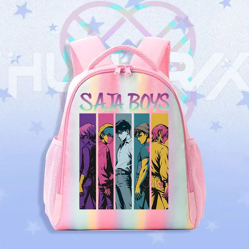 K Pop Demon Hunters Kids Backpack Rainbow Shoulder Bag