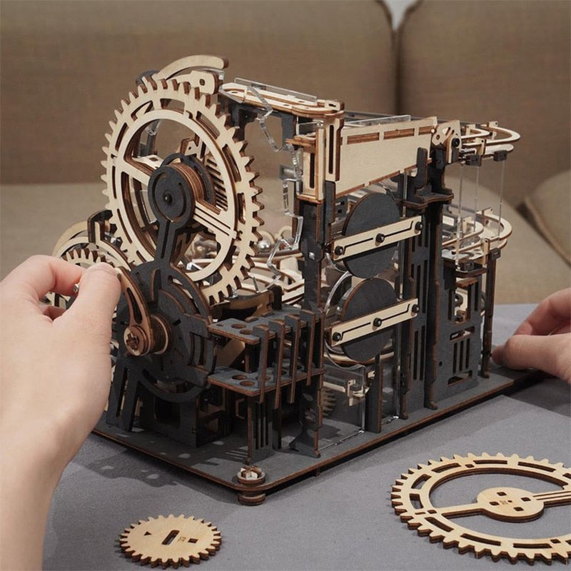 Night City Marble Run 3D Wooden Puzzle DIY Model Building Kit