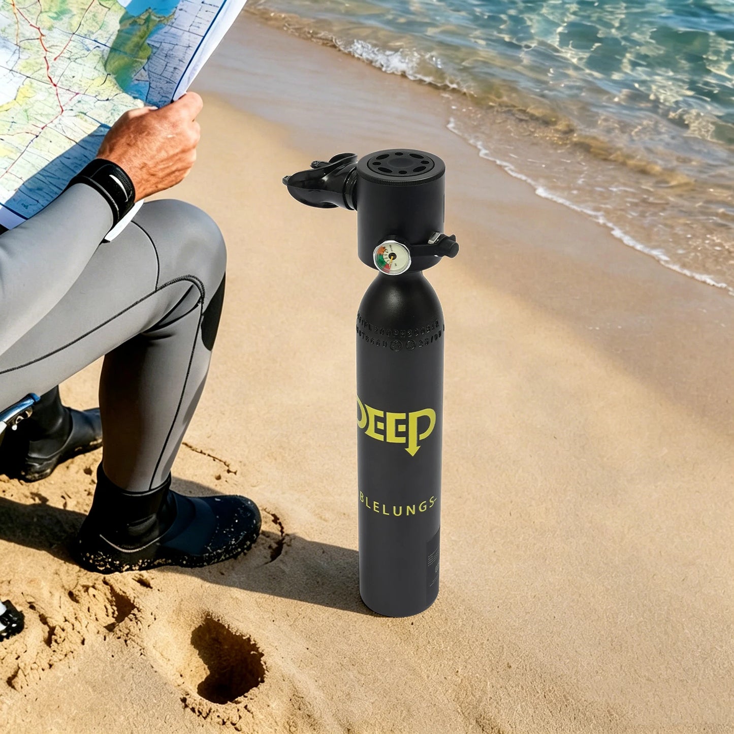 Scuba Tank Kit | 0.5L Capacity | Pressure Gauge, 6061 Aluminum