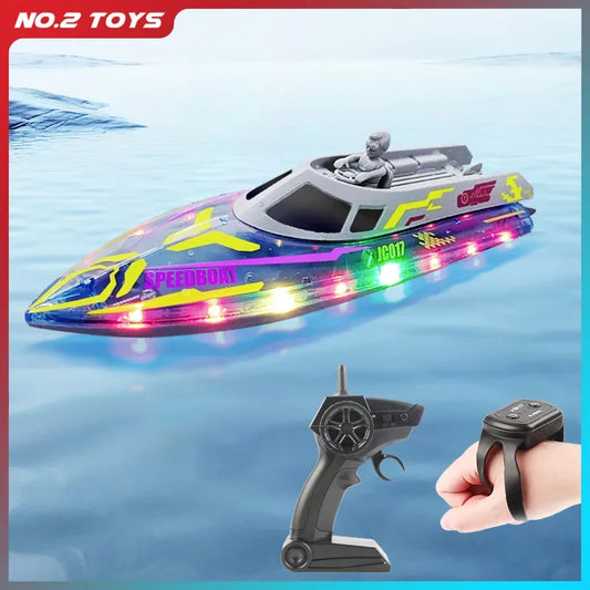 2.4G RC Speedboat With Bright LED Lights For Kids Enjoy - ToylandEU