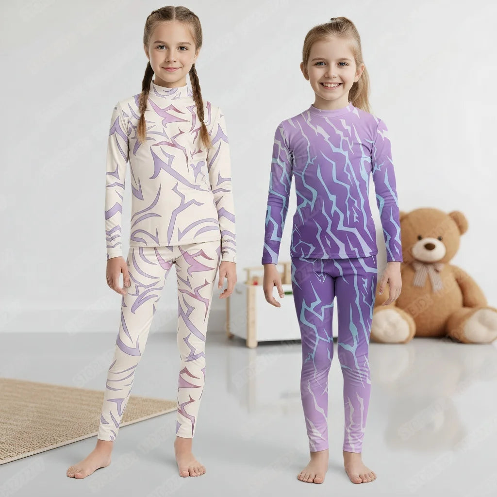 Kids Pajama Set | Long Sleeve Polyester | Devil Tattoo Graphic | Youth Unisex Style