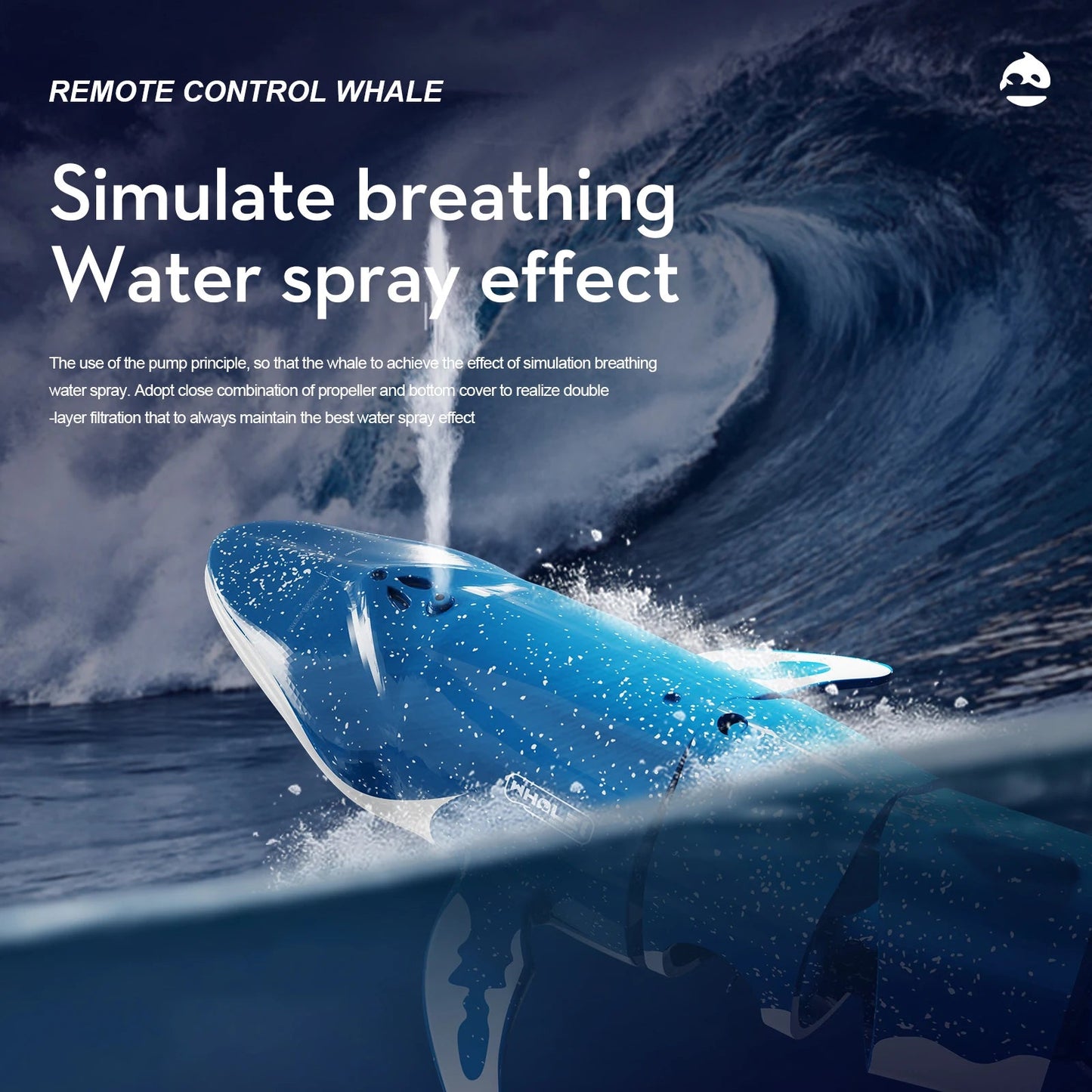 Whale Submarine Remote Control Toy with Diving and Water Spraying Functions - ToylandEU