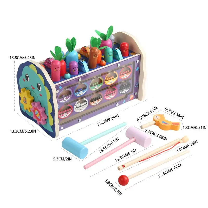 Engaging Carrot Harvest Pounding Toy - Montessori Motor Skills Game