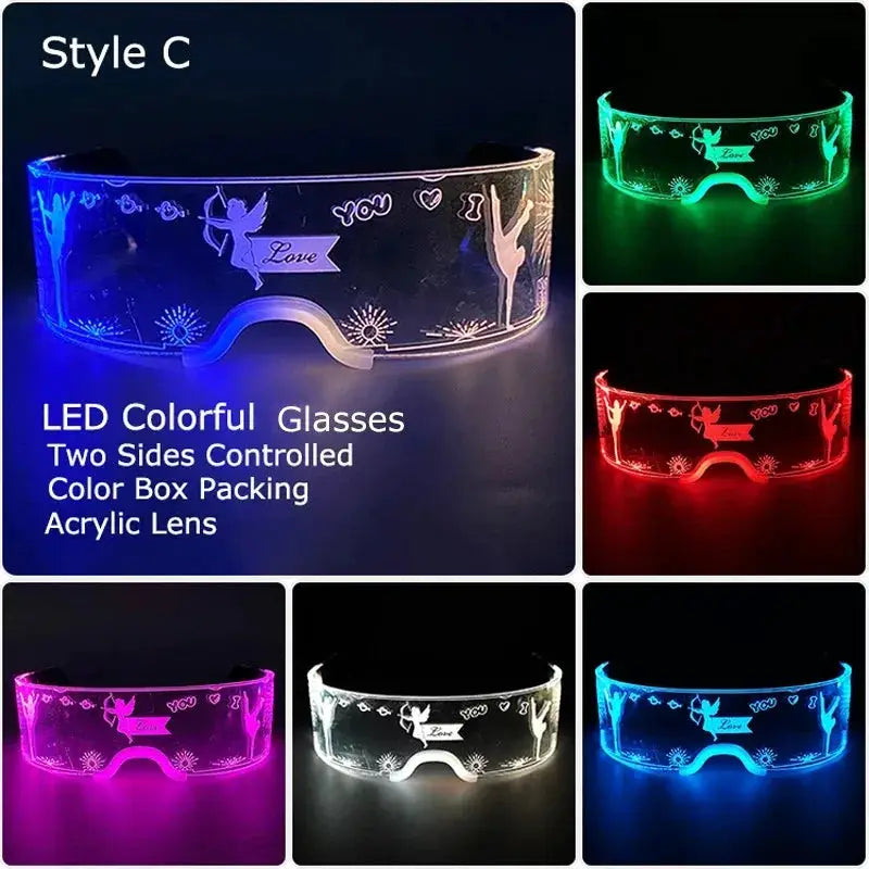 Cool Cyberpunk Visor Glasses LED light up Glasses Luminous futuristic glasses Rave Outfit for Festival Season Party props - ToylandEU