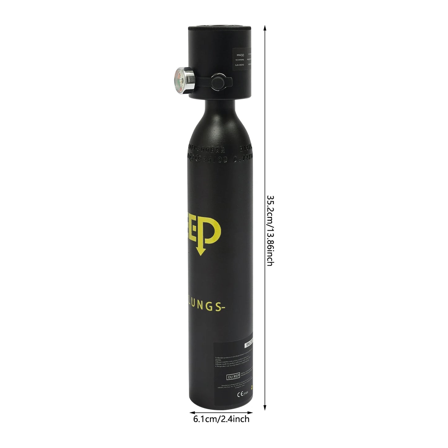 Mini Scuba Tank | 0.5L Capacity | Manual Pump Included | Emergency Backup Strap