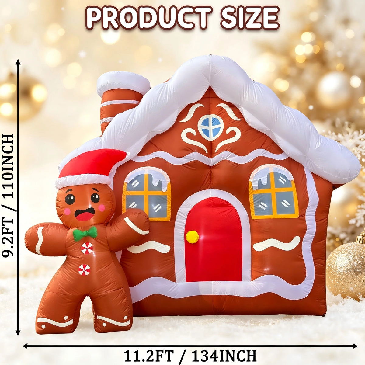 Inflatable Gingerbread House | 11.2 Ft | Led Lights | Outdoor Yard