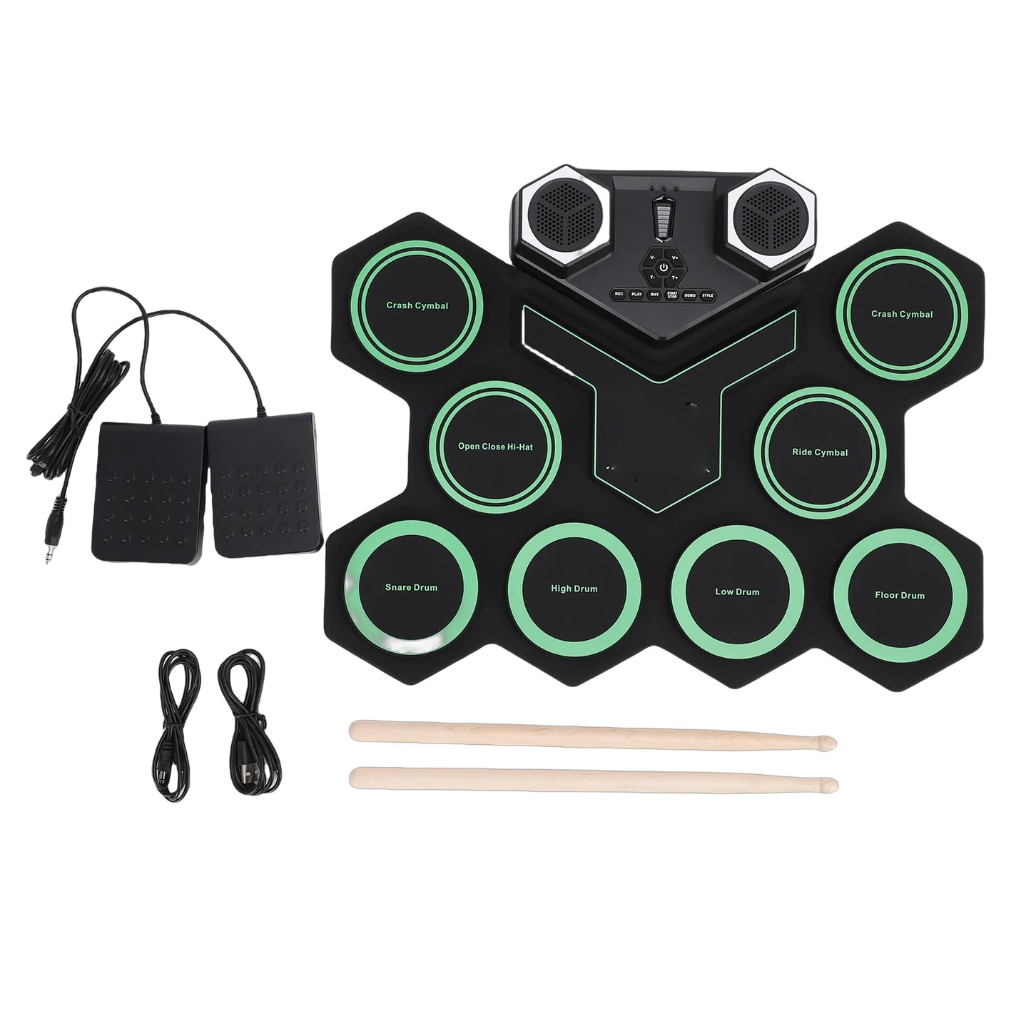 Roll Up Bluetooth Portable Electronic Drum Set With Led Lights