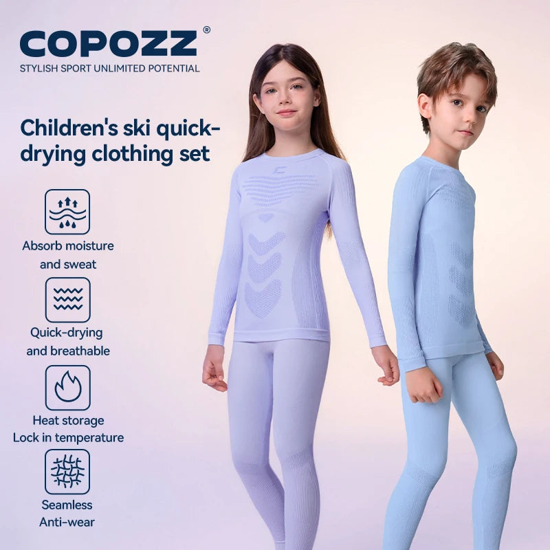 Ski Thermal Underwear Set | Quick Dry | Soft Nylon Fabric | Girls Boys