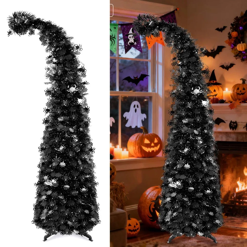 Artificial Christmas Tree | 59inch Height | Quick Pop Up Setup | Black