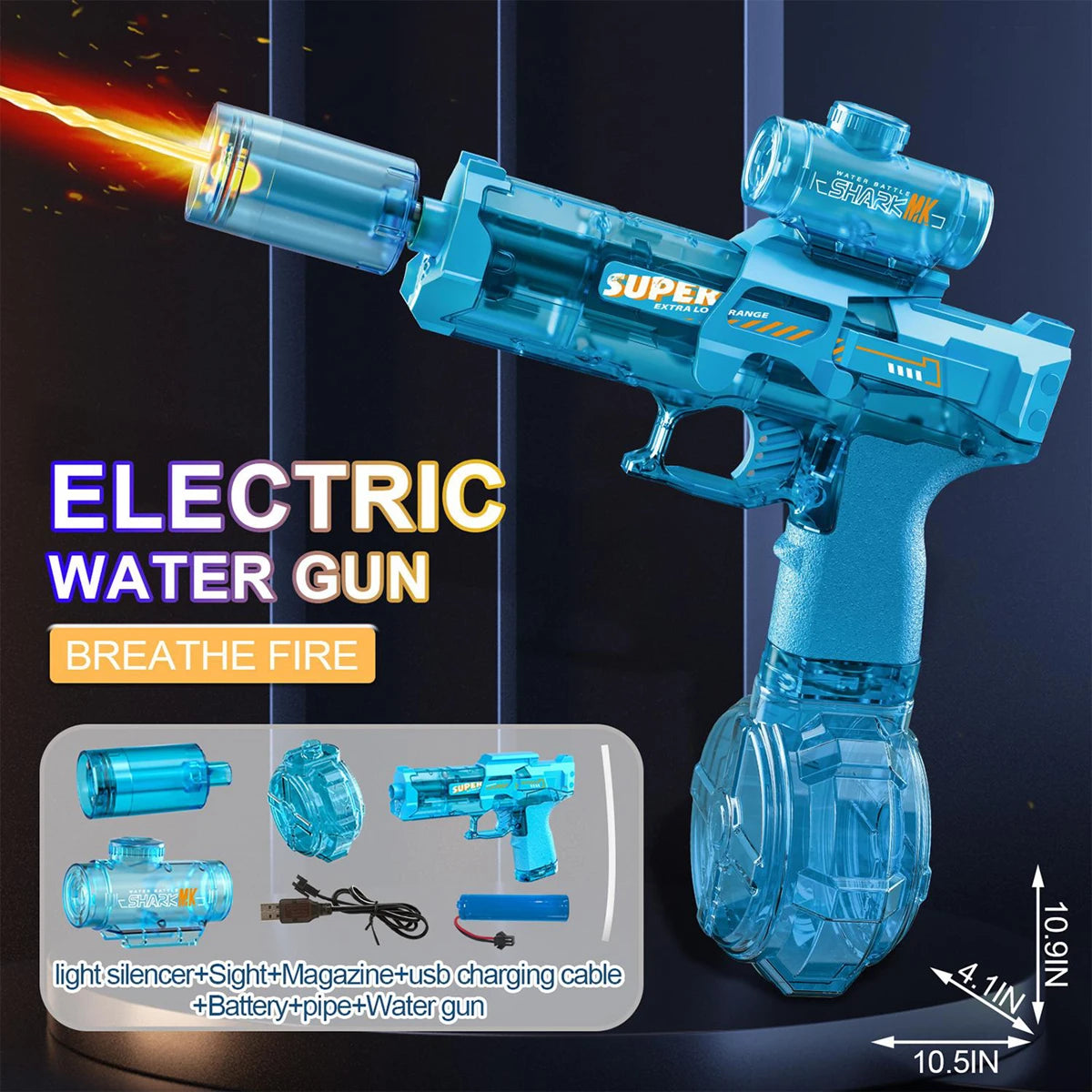 Water Gun | Automatic Operation | Outdoor Summer Toy | Blue Red Black Gray