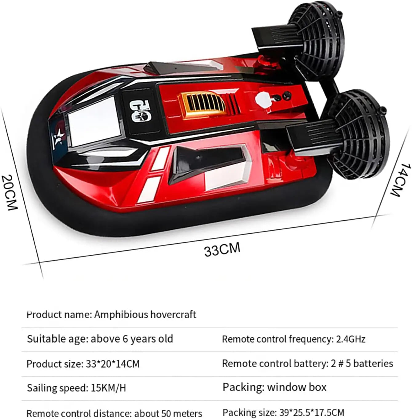 Remote Control Hovercraft Boat | 15 km per hour | Dual Motors | 34x21x15.5 cm