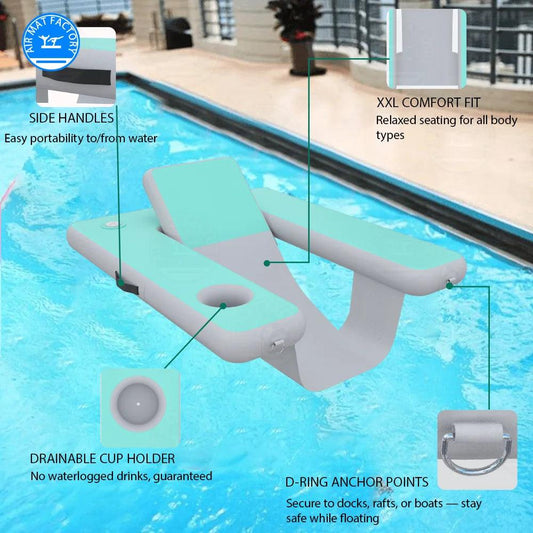 Inflatable Pool Float Lounger | Blue | Cup Holder, Backrest
