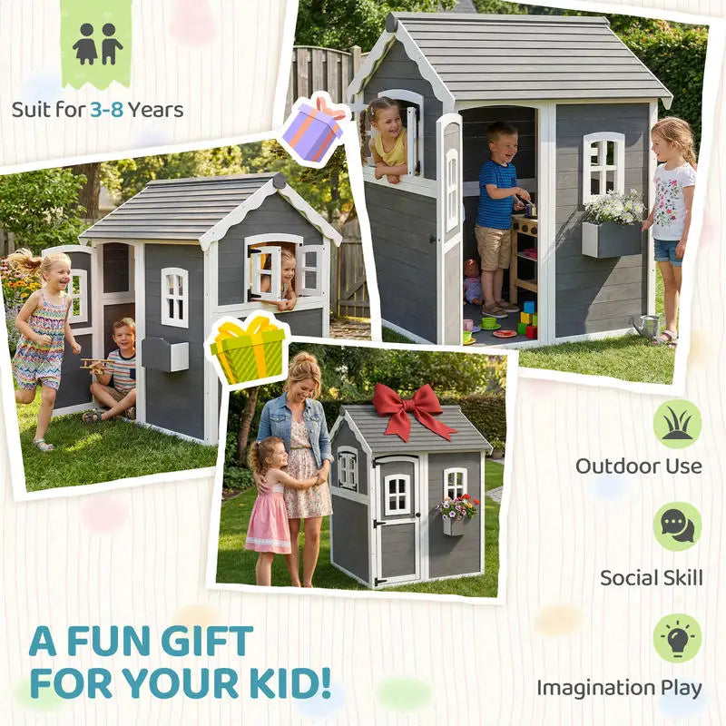 Outdoor Wooden Playhouse For Kids With Imaginative Play