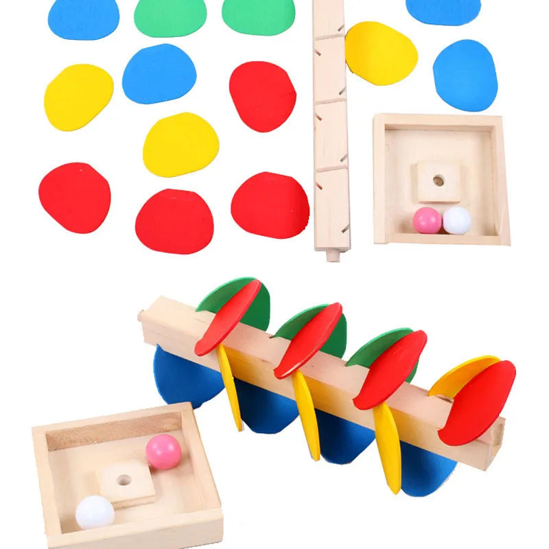 Montessori Wooden Marble Ball Run Track Game for Kids