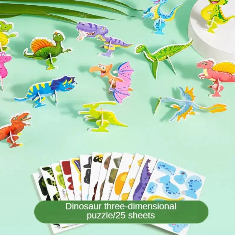 Cartoon Handmade DIY 3D Jigsaw Puzzle Insect Dinosaur Animal 25PCS Set Glue-Free Cultivate Observation Teaching Aids Kids Toys - ToylandEU