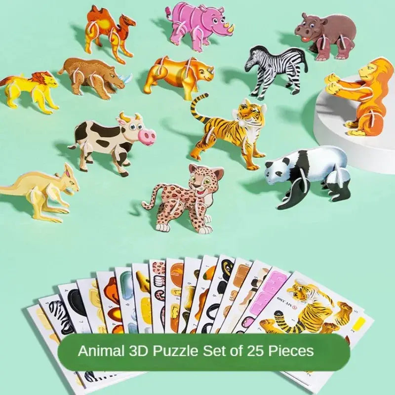 Cartoon Handmade DIY 3D Jigsaw Puzzle Insect Dinosaur Animal 25PCS Set Glue-Free Cultivate Observation Teaching Aids Kids Toys - ToylandEU