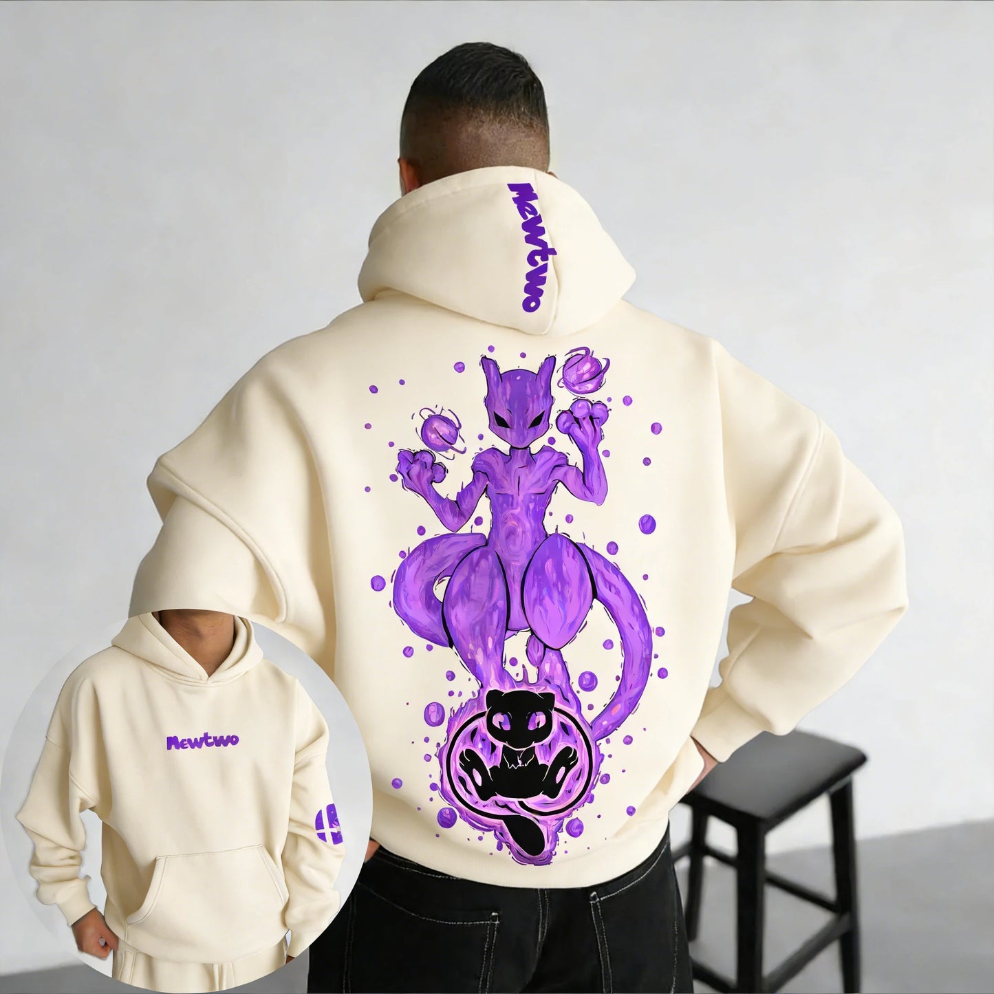 Hoodie | Pokémon Mewtwo Graphic | Cotton Blend | Unisex Harajuku Style
