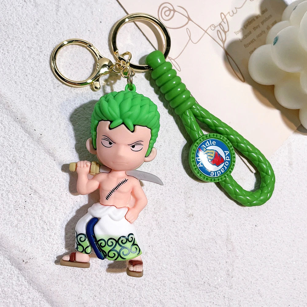 Adorable ONE PIECE Silicone Keychains - Luffy & Zoro Mini Figures