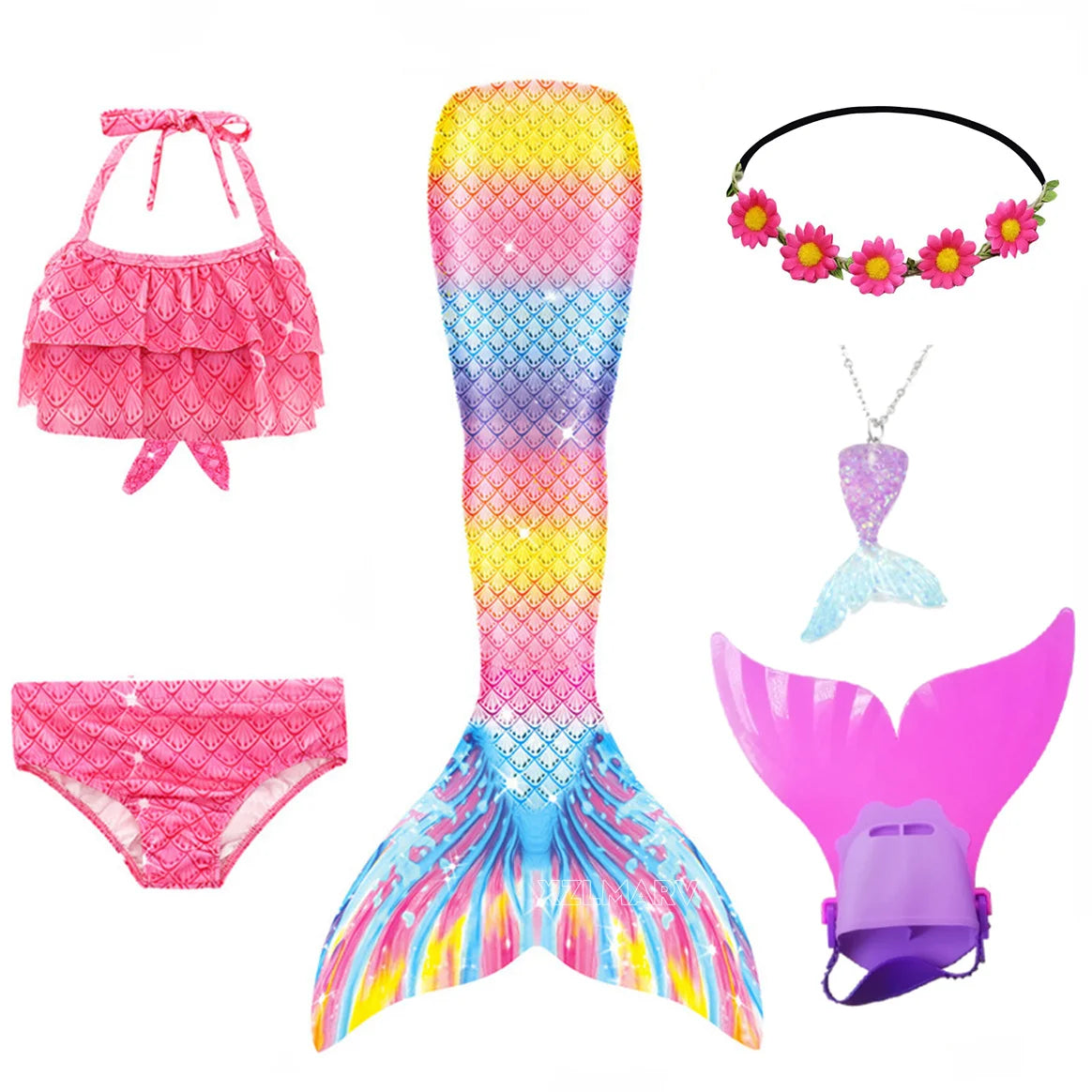 Mermaid Costume For Girls With Tail And Monofin Cosplay Ready