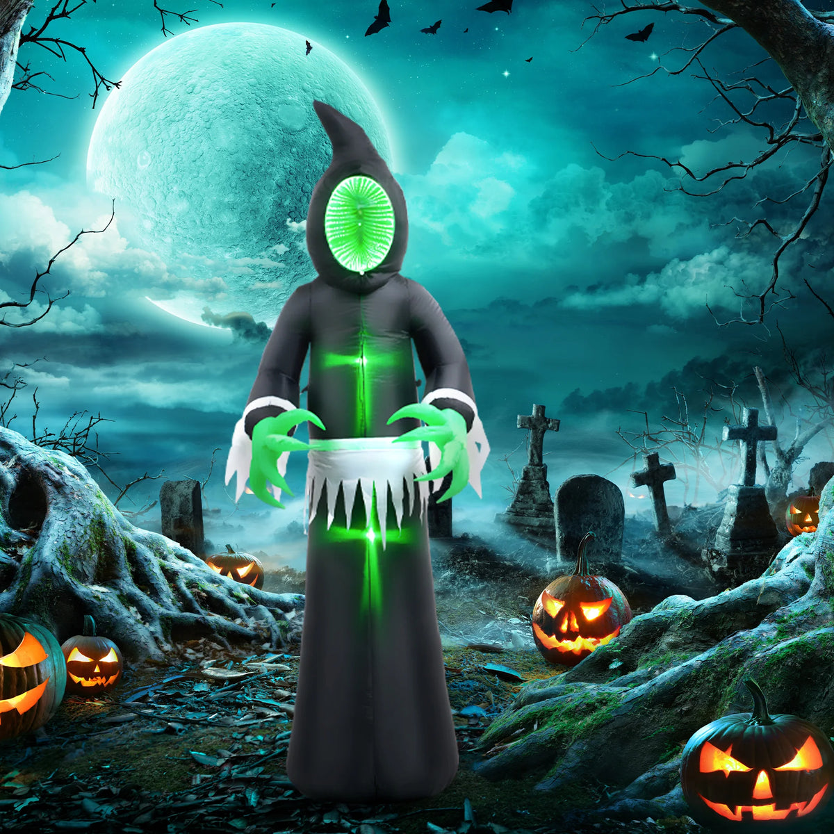 Inflatable Halloween Ghost | 8 Ft | Mirror Design | Outdoor Yard Decor