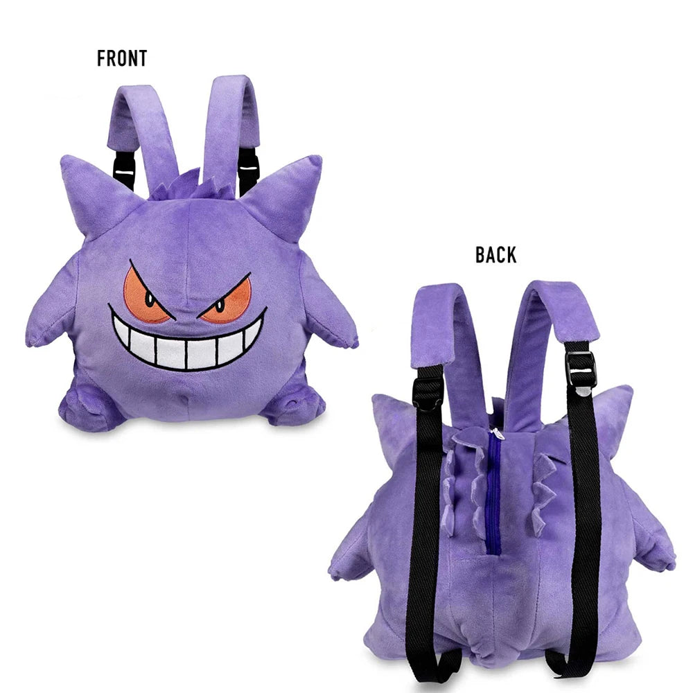 Cute Gengar Plush Backpack for Kids - Fun School Bag & Toy Combo