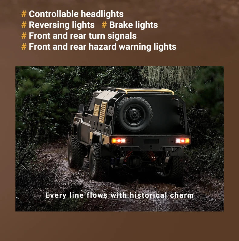 RC JJRC MN82 1:12 Scale 4x4 Remote Control Pickup Truck with LED Lights - Simulation Model for Kids & Hobbyists