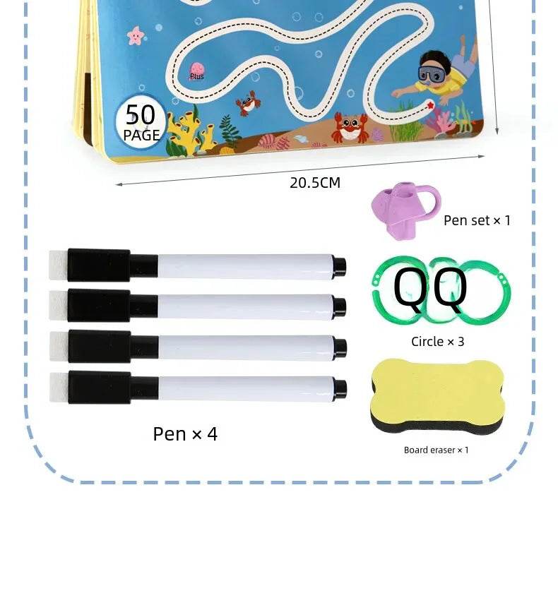 Montessori Magic Drawing Toy Set for Children Pen Control Training Color Shape Math Match Game Toddler Learning Educational Toys - ToylandEU