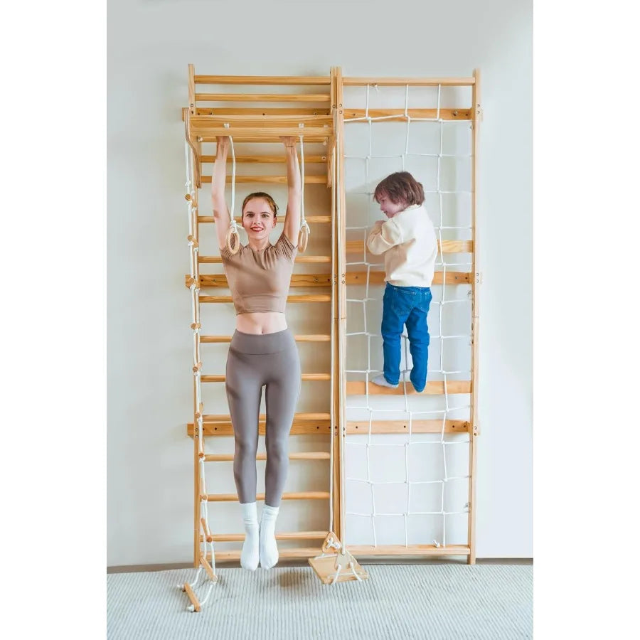 5-In-1 Swedish Ladder Wall Gym Indoor Jungle Gym For Kids