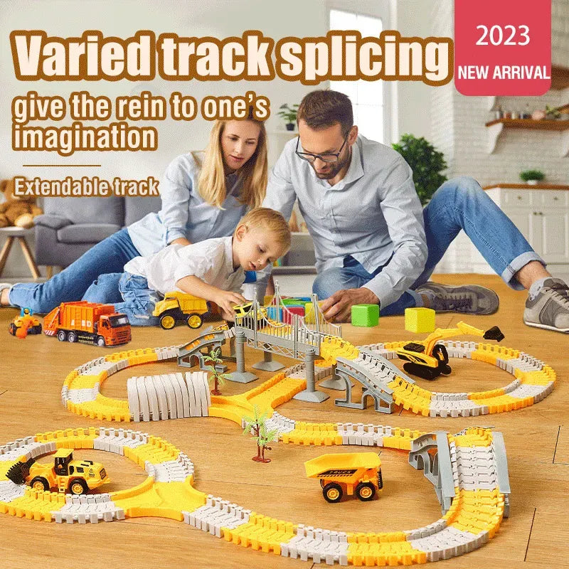 Kids Electric Track Toy Car Set with Mini Engineering Cars and Puzzle Trail ToylandEU.com Toyland EU