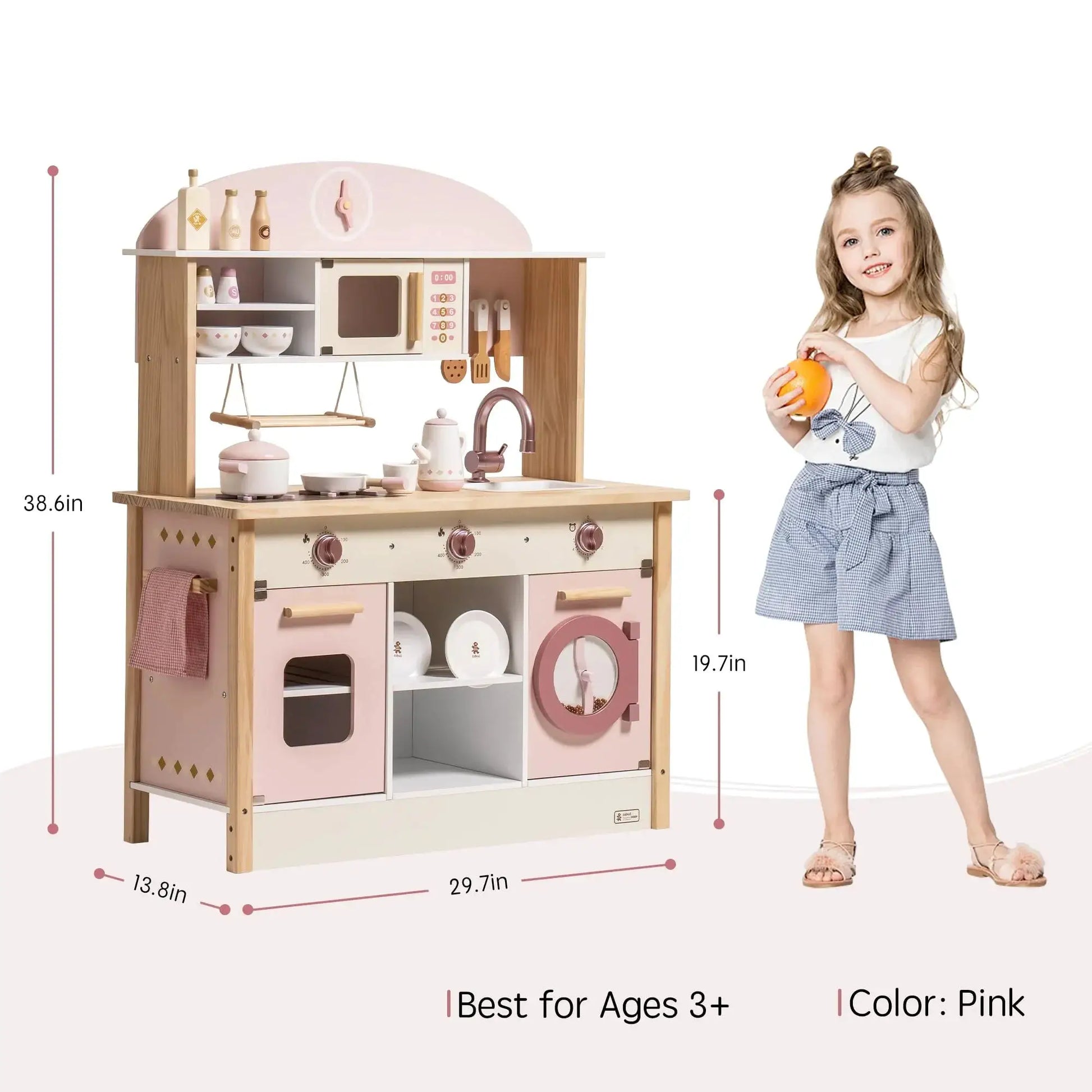 Robotime Robud Wooden Kitchen for Kids Play Kitchen with Plenty of Play Features Toddler Kitchen Set Gift for Girls Boys 3+ - ToylandEU